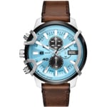 Diesel Griffed Chronograph Leather Brown / Blue