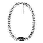 Diesel Halskette Oval D-Logo Silbrig / Schwarz - DX1635931