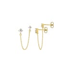 Doppel Ohrstecker 375/9 K Gelbgold mit Zirkonia