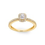 Emerald Halo Diamond Ring 750/18 K Yellow Gold 0.51 ct G/si - RI-6437-03-GG