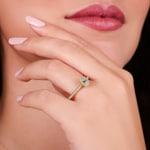 Emerald Halo Diamond Ring 750/18 K Yellow Gold 0.51 ct G/si - RI-6437-03-GG