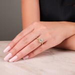 Emerald Halo Diamond Ring 750/18 K Yellow Gold 0.62 ct G/si - RI-6550-03-GG