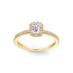 Emerald Halo Diamond Ring 750/18 K Yellow Gold 0.71 ct G/si - RI-6436-03-GG
