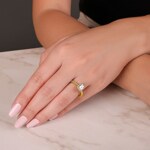 Emerald Halo Diamond Ring 750/18 K Yellow Gold 0.92 ct G/si - RI-6435-03-GG