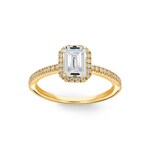Emerald Halo Diamond Ring 750/18 K Yellow Gold 1.23 ct G/si - RI-6434-03-GG