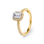 Emerald Halo Diamond Ring 750/18 K Yellow Gold 1.23 ct G/si