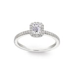 Emerald Halo Diamond Ring 750/18 K White Gold 0.71 ct G/si - RI-6436-02-WG