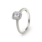 Emerald Halo Diamond Ring 750/18 K White Gold 0.92 ct G/si