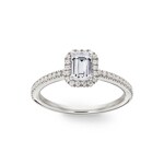 Emerald Halo Diamond Ring 750/18 K White Gold 0.92 ct G/si - RI-6435-02-WG