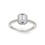 Emerald Halo Diamond Ring 750/18 K White Gold 1.23 ct G/si - RI-6434-02-WG