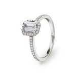 Emerald Halo Diamond Ring 750/18 K White Gold 1.23 ct G/si