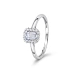Emerald Halo Ring 375/9 K Weissgold mit Lab Grown Diamanten 0.36 ct