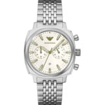 Emporio Armani Carlo Chronograph Silbrig / Beige - AR11800