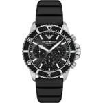 Emporio Armani Diver World Explorer Solar Chronograph Silbrig / Schwarz - AR11830