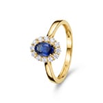 Entourage Ring 375/9 K Gelbgold mit Lab Grown Saphir & Diamanten 0.23 ct