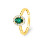 Entourage Ring 375/9 K Gelbgold mit Lab Grown Smaragd & Diamanten 0.23 ct