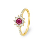 Entourage Ring 750/18 K Gelbgold mit Rubin & Diamanten 0.35 ct