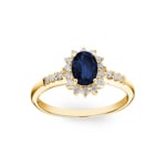 Entourage Ring 750/18 K Yellow Gold with Sapphire & Diamonds 0.11 ct H/si - RI-30968-SAF-GG