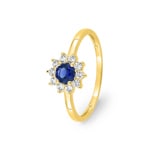 Entourage Ring 750/18 K Gelbgold mit Saphir & Diamanten 0.21 ct