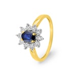 Entourage Ring 750/18 K Gelbgold mit Saphir und Diamanten 0.06ct.