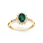 Entourage Ring 750/18 K Yellow Gold with Emeralds & Diamonds 0.11 ct H/si - RI-30968-SMA-GG