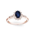 Entourage Ring 750/18 K Roségold mit Saphir & Diamanten 0.19 ct H/si - RI-30968-SAF-RG