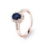 Entourage Ring 750/18 K Rose Gold with Sapphire & Diamonds 0.11 ct H/si