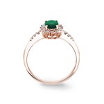 Bague entourage or rosé 750/18 ct avec émeraudes & diamants 0.11 ct H/si - RI-30968-SMA-RG