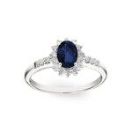 Entourage Ring 750/18 K White Gold with Sapphire & Diamonds 0.11 ct H/si - RI-30968-SAF-WG