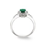 Entourage Ring 750/18 K Weissgold mit Smaragd & Diamanten 0.19 ct H/si - RI-30968-SMA-WG