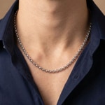 Collier jaseron semi-massif or gris 750/18 ct 5.0mm - CER2003
