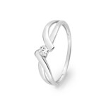 Bague solitaire fantaisie or gris 375/9 ct avec zircone - 09SD00GZ