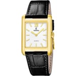 Festina On The Square Leder Schwarz / Goldig & Weiss