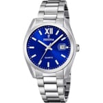 Festina Klassik Date Silbrig / Blau 40mm