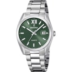 Festina Klassik Date Silbrig / Grün 40mm