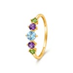 Five Stone Ring 750/18 K Yellow Gold with Fine Multi-Stones - 1.7608.V0