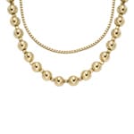 Fossil All Stacked Up Necklace Beaded Double Golden