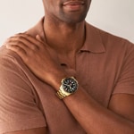 Fossil Blue Dual Time Goldig / Schwarz 46mm - FS5990