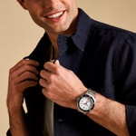 Fossil Breaker Date Silbrig / Weiss 42mm - FS6063