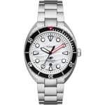 Fossil Breaker Date Silbrig / Weiss 42mm