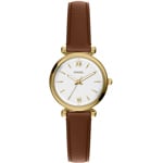 Fossil Carlie Mini Cuir Marron / Doré & Blanc