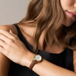 Fossil Carlie Mini Cuir Marron / Doré & Blanc - ES5464