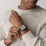 Fossil Carraway automatique en cuir bleu / rose & argenté 30mm - ME3274