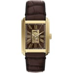 Fossil Carraway automatique en cuir brun / doré 30mm
