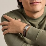 Fossil Everett Topstitch ID-Armband aus braunem Leder - JF04988040