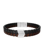 Fossil Geflochtenes Armband aus schwarzem und braunem Leder - JF04984040