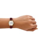 Fossil Gilmore Leather Red / Gold & Silvery 28mm  - ES5510