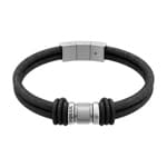 Fossil Machine Armband Rondelles mehrreihig schwarzes Leder - JF05008040