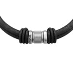 Fossil Machine Armband Rondelles mehrreihig schwarzes Leder - JF05008040