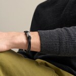Fossil Machine Armband Rondelles mehrreihig schwarzes Leder - JF05008040
